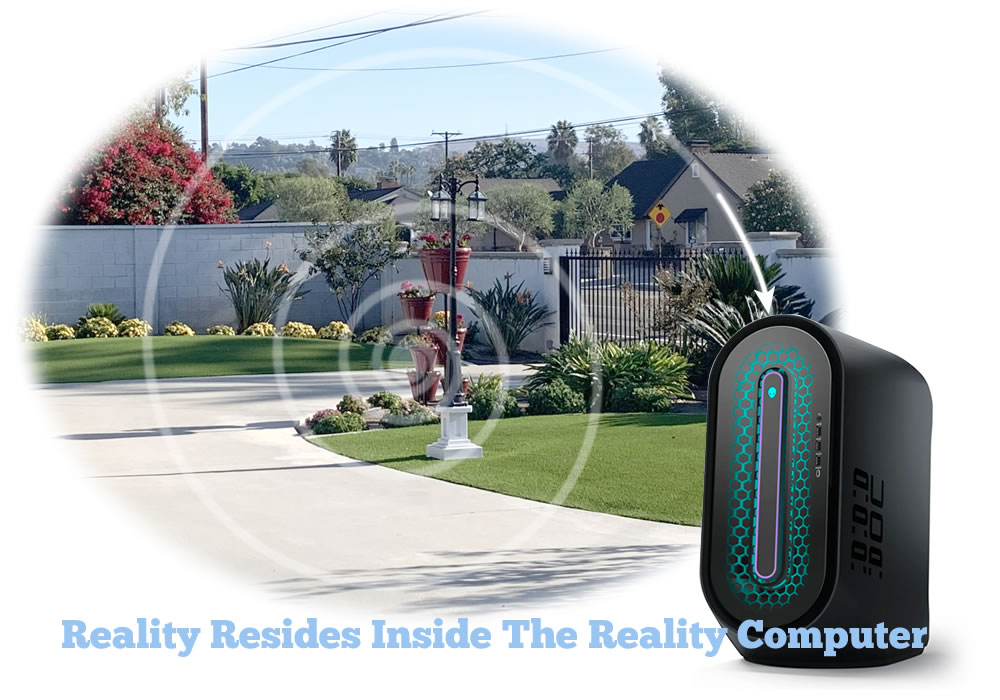 An artist concept of the reality computer absorbing the current environment